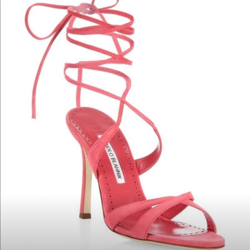 Manolo Blahnik criss cross suede sandals 38.5